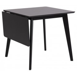 Roxby Sort klap ud spisebord med tillægsplade i sortlakeret egefiner - 80/120 x 80 cm