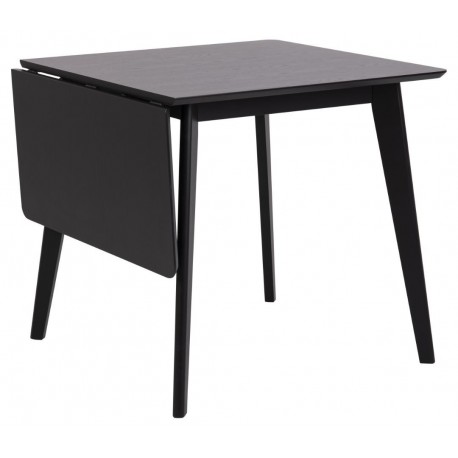 Roxby Sort klap ud spisebord med tillægsplade i sortlakeret egefiner - 80/120 x 80 cm