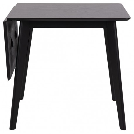 Roxby Sort klap ud spisebord med tillægsplade i sortlakeret egefiner - 80/120 x 80 cm
