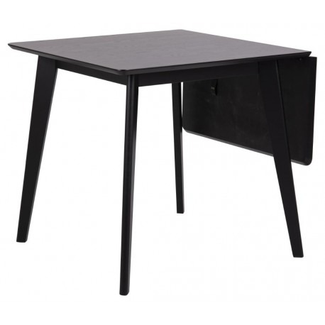 Roxby Sort klap ud spisebord med tillægsplade i sortlakeret egefiner - 80/120 x 80 cm