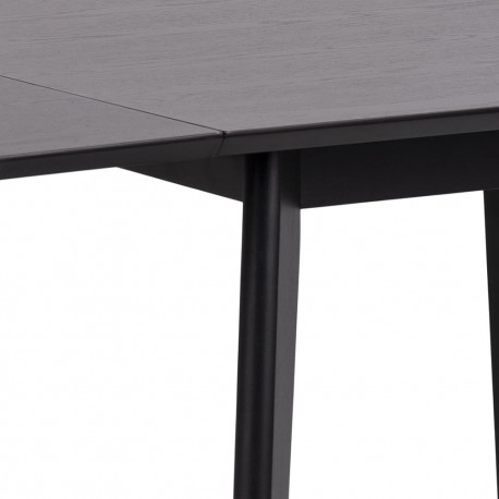 Roxby Sort klap ud spisebord med tillægsplade i sortlakeret egefiner - 80/120 x 80 cm
