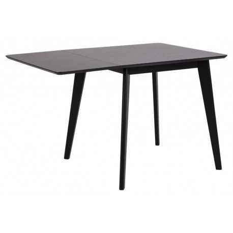 Roxby Sort klap ud spisebord med tillægsplade i sortlakeret egefiner - 80/120 x 80 cm