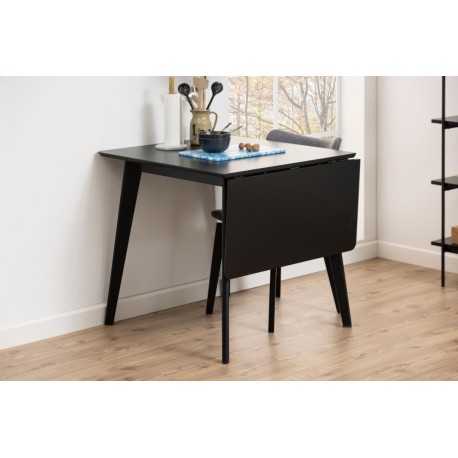 Roxby Sort klap ud spisebord med tillægsplade i sortlakeret egefiner - 80/120 x 80 cm