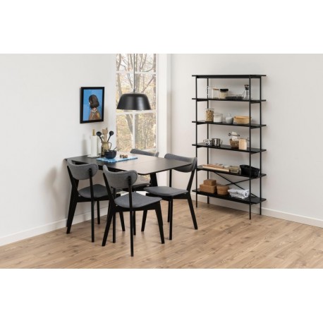 Roxby Sort klap ud spisebord med tillægsplade i sortlakeret egefiner - 80/120 x 80 cm