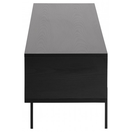 Angus TV-bord med 1 skydelåge - sort ask melamin og sort metal 140x40 cm