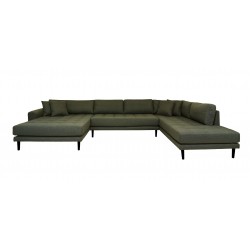 Lido - Hjørnesofa med Venstrevendt Chaiselong - Grøn stof