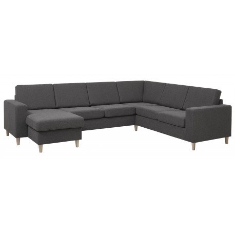Thomas vendbar hjørnesofa med chaiselong- Mørkegrå