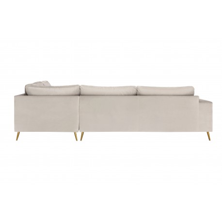 PARIS Hjørnesofa med guldfarvet ben Højrevendt - Beige velour
