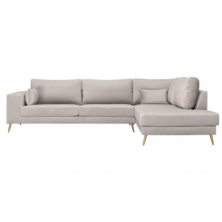 PARIS Hjørnesofa med guldfarvet ben Højrevendt - Beige velour