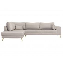 PARIS Hjørnesofa med guldfarvet ben Venstrevendt - Beige velour Riviera 82