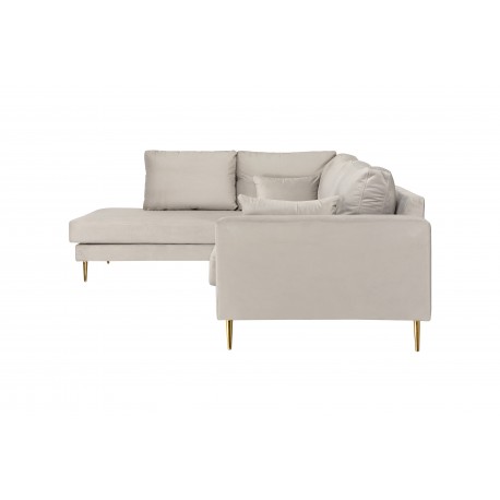 PARIS Hjørnesofa med guldfarvet ben Venstrevendt - Beige velour