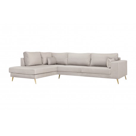 PARIS Hjørnesofa med guldfarvet ben Venstrevendt - Beige velour