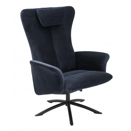 Hjort Knudsen Wilmer høj Lænestol blå velour