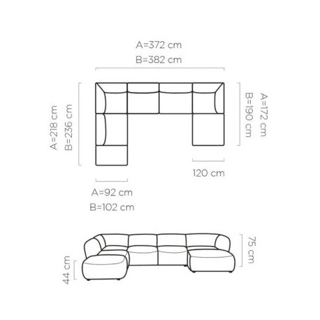 Elegance U-sofa | Højrevendt
