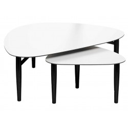 Thomsen Furniture| Katrine - Sofabordssæt i hvidt nano laminat og med sortlakerede egben