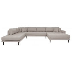 Lido - Hjørnesofa med Højrevendt Chaiselong - Stone stof