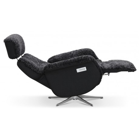 HAGA Lissabon recliner lænestol, med 2 motorer - mørkegrå fåreskind og metal