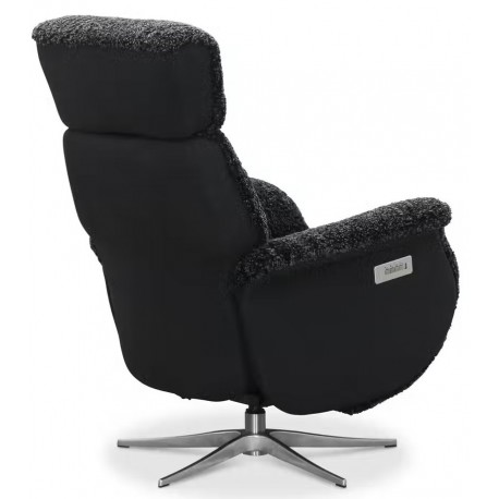 HAGA Lissabon recliner lænestol, med 2 motorer - mørkegrå fåreskind og metal