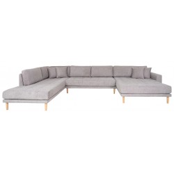 Lido - Hjørnesofa med Højrevendt Chaiselong - Lysegrå stof