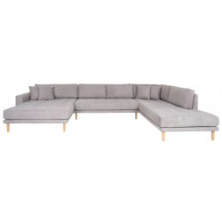Lido - Hjørnesofa med Venstrevendt Chaiselong - Lysegrå stof