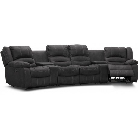 Kensington elektrisk 4-personers sofa med justerbar nakkestøtte - Grå