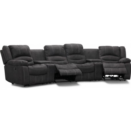 Kensington elektrisk 4-personers sofa med justerbar nakkestøtte - Grå