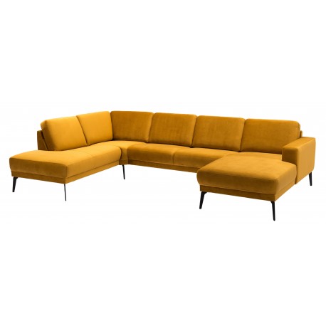 Hjort Knudsen Esbjerg Hjørnesofa med chaiselong højrevendt karrygul velour
