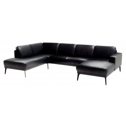 Hjort Knudsen Esbjerg SemianilinLæder Hjørnesofa med chaiselong højrevendt