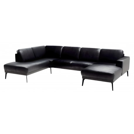Hjort Knudsen Esbjerg læder Hjørnesofa med chaiselong højrevendt