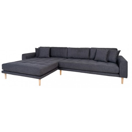 Andersen Lounge Sofa mørkegrå venstrevendt med lyst ben