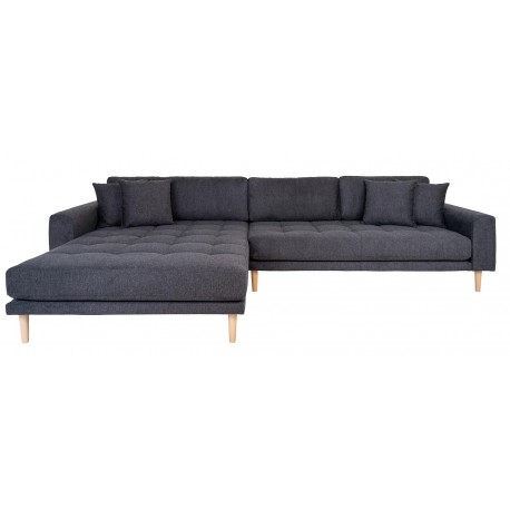 Andersen Lounge Sofa mørkegrå venstrevendt med lyst ben