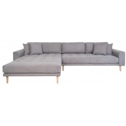 Lido - Venstrevendt Chaiselongsofa - Lysegrå stof