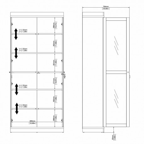 Gotland vitrine m. 2 låger - Sort/Valnød