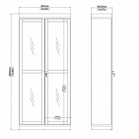 Gotland vitrine m. 2 låger - Sort/Valnød