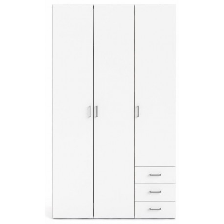 Bolmen garderobeskab 116 cm 3 låger - Hvid højglans