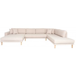 Lido - Hjørnesofa med Højrevendt Chaiselong - sand stof