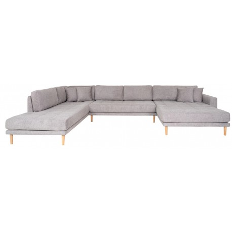 Carl Knudsen - Hjørnesofa med Højrevendt Chaiselong - Stone stof med lyst træben