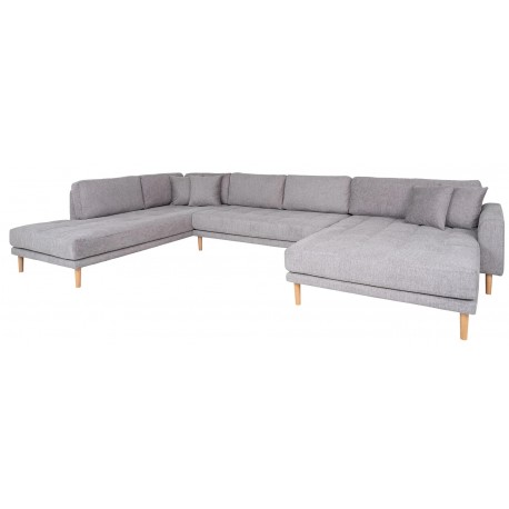Carl Knudsen - Hjørnesofa med Højrevendt Chaiselong - Stone stof med lyst træben