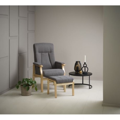 Oxford Recliner med skammel - Stof/naturtræ