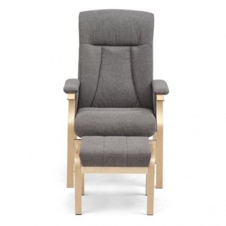 Oxford Recliner med skammel - Stof/naturtræ