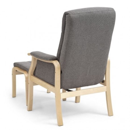 Oxford Recliner med skammel - Stof/naturtræ