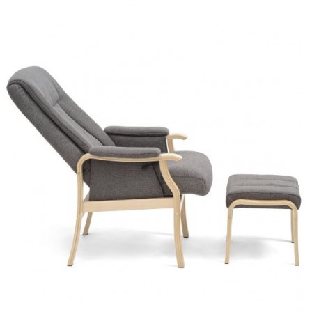 Oxford Recliner med skammel - Stof/naturtræ