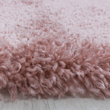 Fluffy Rundt tæppe - Rosa
