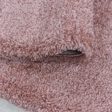 Fluffy Rundt tæppe - Rosa