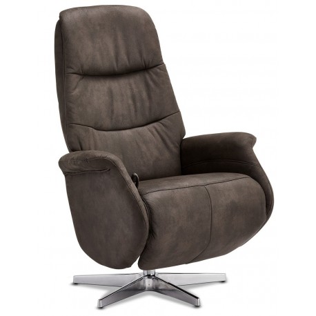 Delta recliner stol i brun grå stof med armlæn