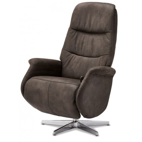 Delta recliner stol i brun grå stof med armlæn