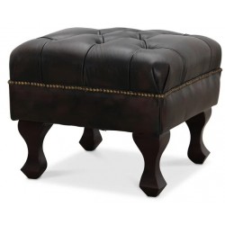 Aberdeen chesterfield skammel - brun læder