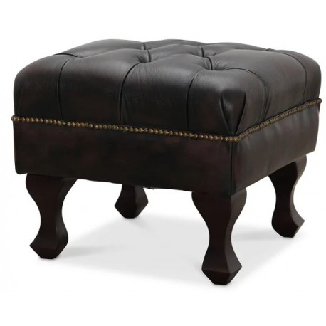 Aberdeen chesterfield skammel - brun læder PU