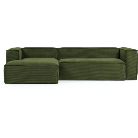 LAFORMA Blok 3 pers. sofa m. venstre chaiselong - Grøn fløjl