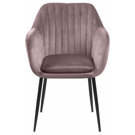 Emilia Spisebordsstol Rosa velour med armlæn